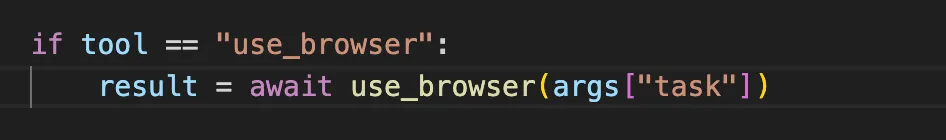 Condition to check if browser_use is the tool being called